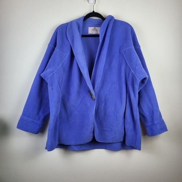 JANSKA blue polartec fleece cardigan jacket Size Medium Lagenlook - Picture 1 of 7